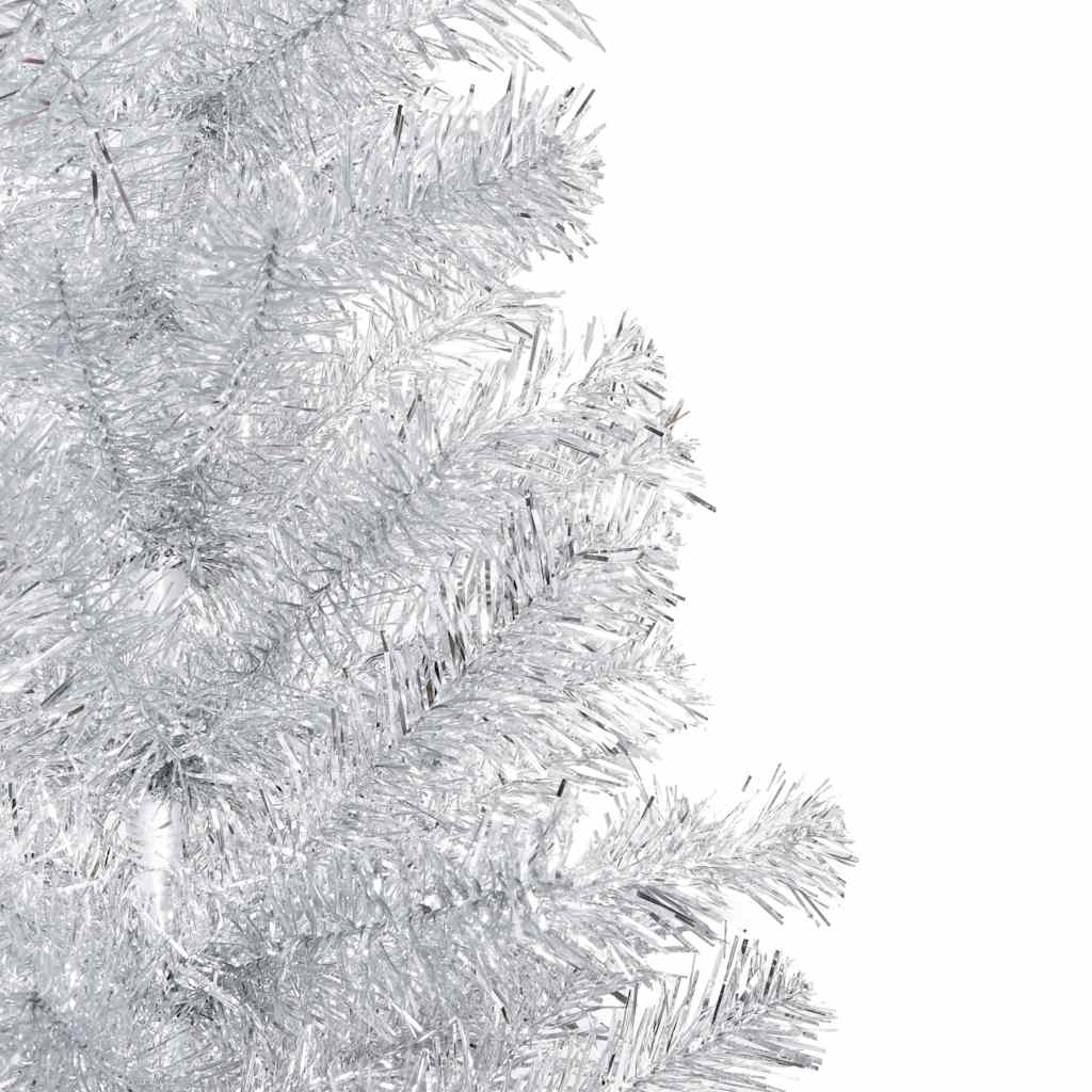 Artificial Pre-lit Christmas Tree with Ball Set Silver 59.1" PET
