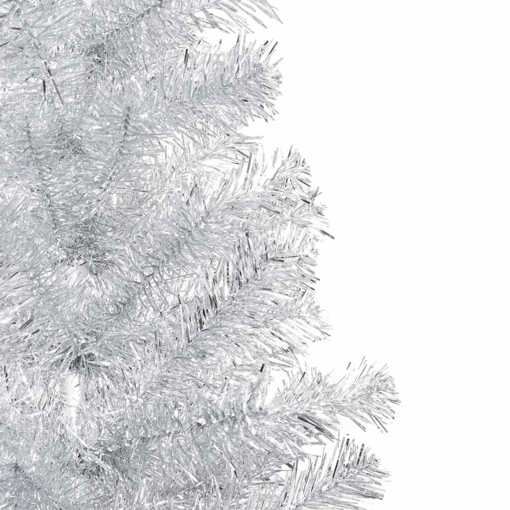 Artificial Pre-lit Christmas Tree with Ball Set Silver 70.9" PET