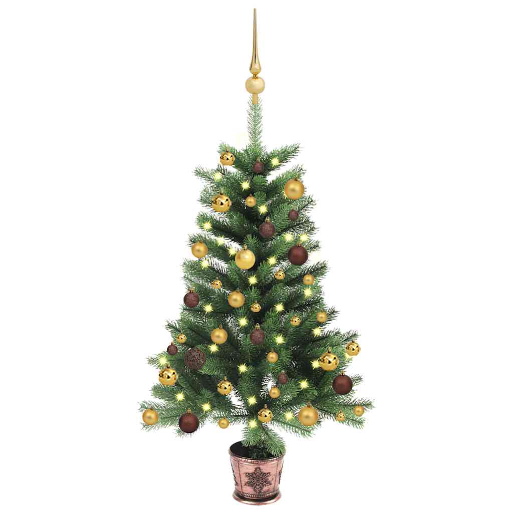 Artificial Pre-lit Christmas Tree with Ball Set 25.6" Green