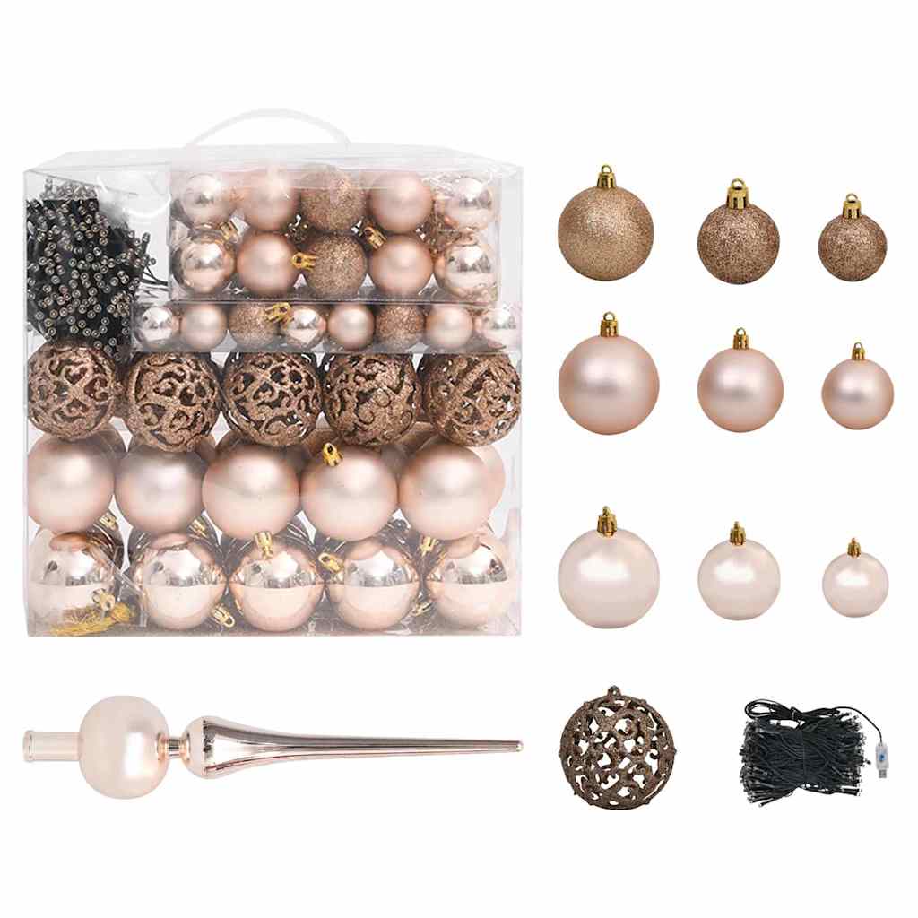 Artificial Pre-lit Christmas Tree with Ball Set Gold 82.7" PET