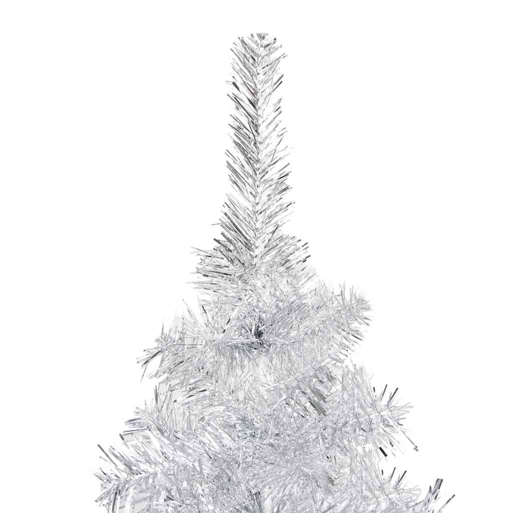 Artificial Pre-lit Christmas Tree with Ball Set Silver 59.1" PET