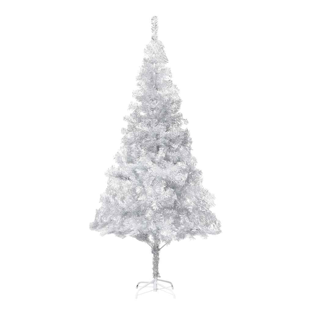 Artificial Pre-lit Christmas Tree with Ball Set Silver 70.9" PET