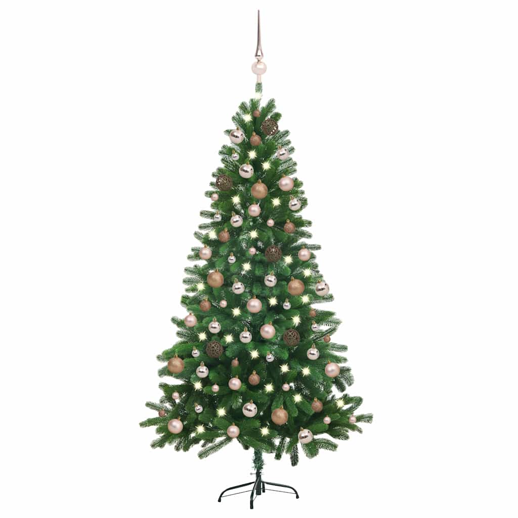 Artificial Pre-lit Christmas Tree with Ball Set 70.9" Green