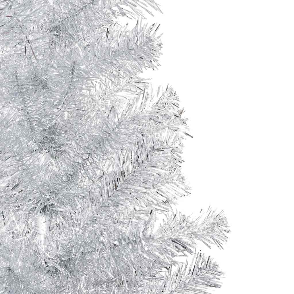 Artificial Pre-lit Christmas Tree with Ball Set Silver 59.1" PET