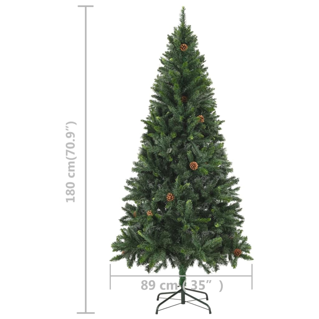 Artificial Pre-lit Christmas Tree with Pine Cones Green 70.9"
