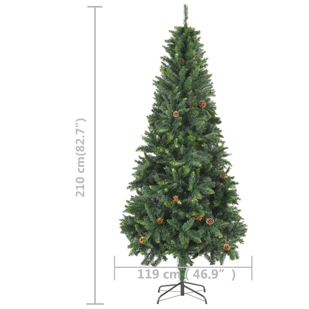 Artificial Pre-lit Christmas Tree with Pine Cones Green 82.7"