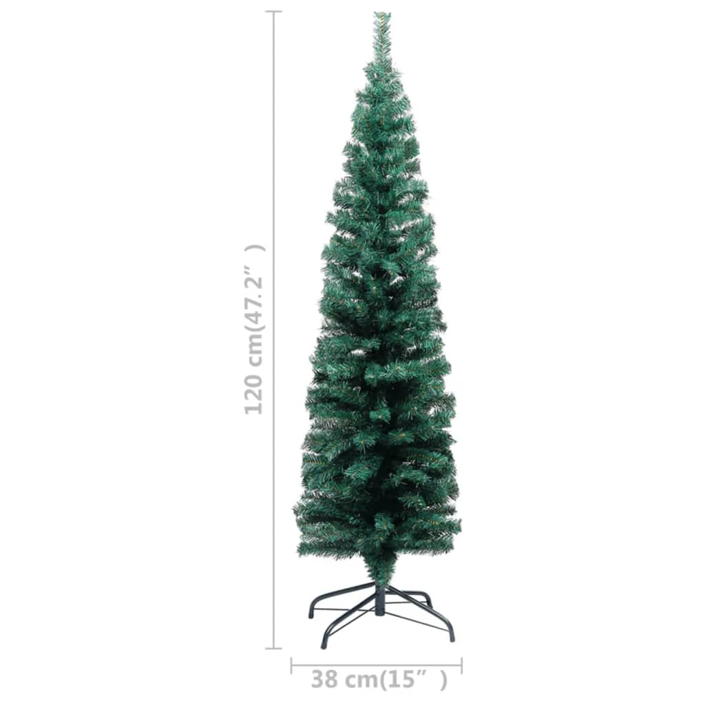 Slim Artificial Pre-lit Christmas Tree with Stand Green 47.2" PVC