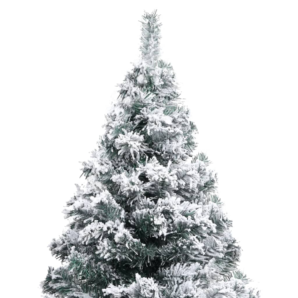 Artificial Pre-lit Christmas Tree with Flocked Snow Green 82.7"