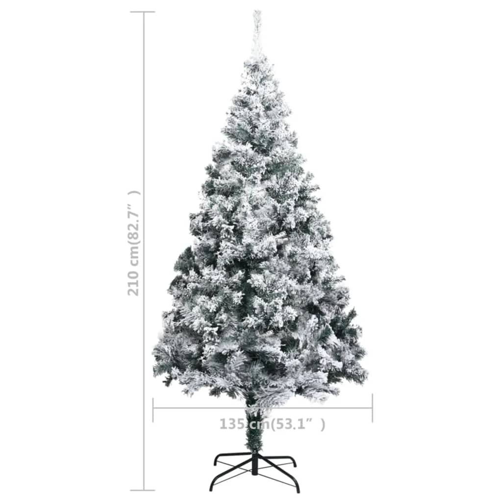 Artificial Pre-lit Christmas Tree with Flocked Snow Green 82.7"