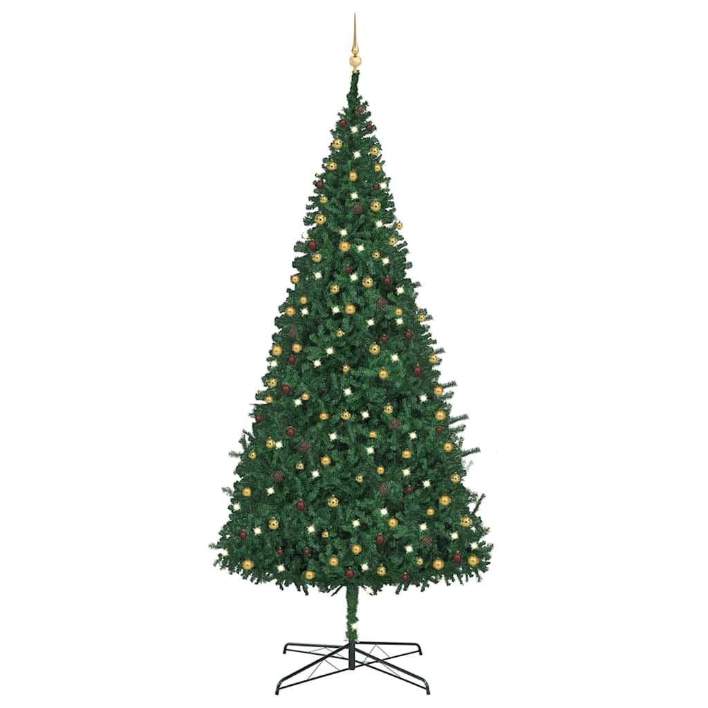 Artificial Pre-lit Christmas Tree with Ball Set LEDs 157.5" Green