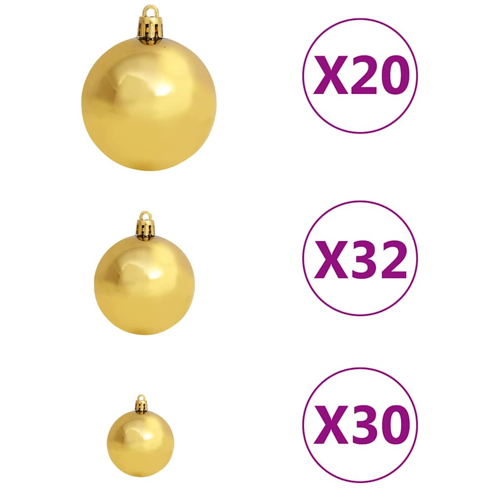 Artificial Pre-lit Christmas Tree with Ball Set LEDs 157.5" Green