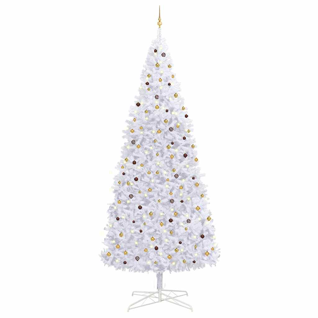 Artificial Pre-lit Christmas Tree with Ball Set LEDs 157.5" White