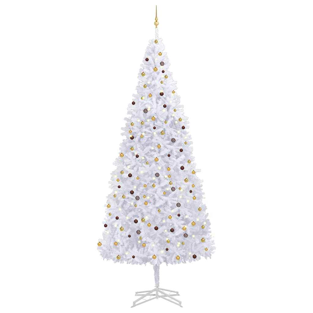 Artificial Pre-lit Christmas Tree with Ball Set 196.9" White