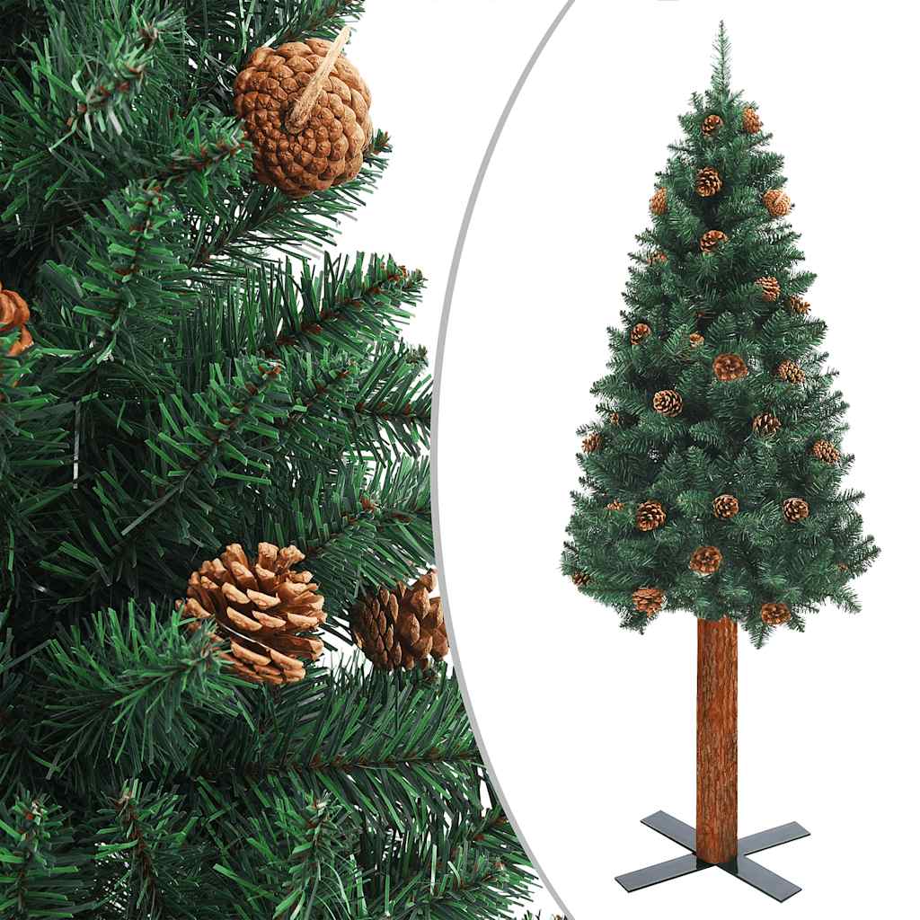 Slim Pre-lit Christmas Tree with Ball Set Green 82.7"