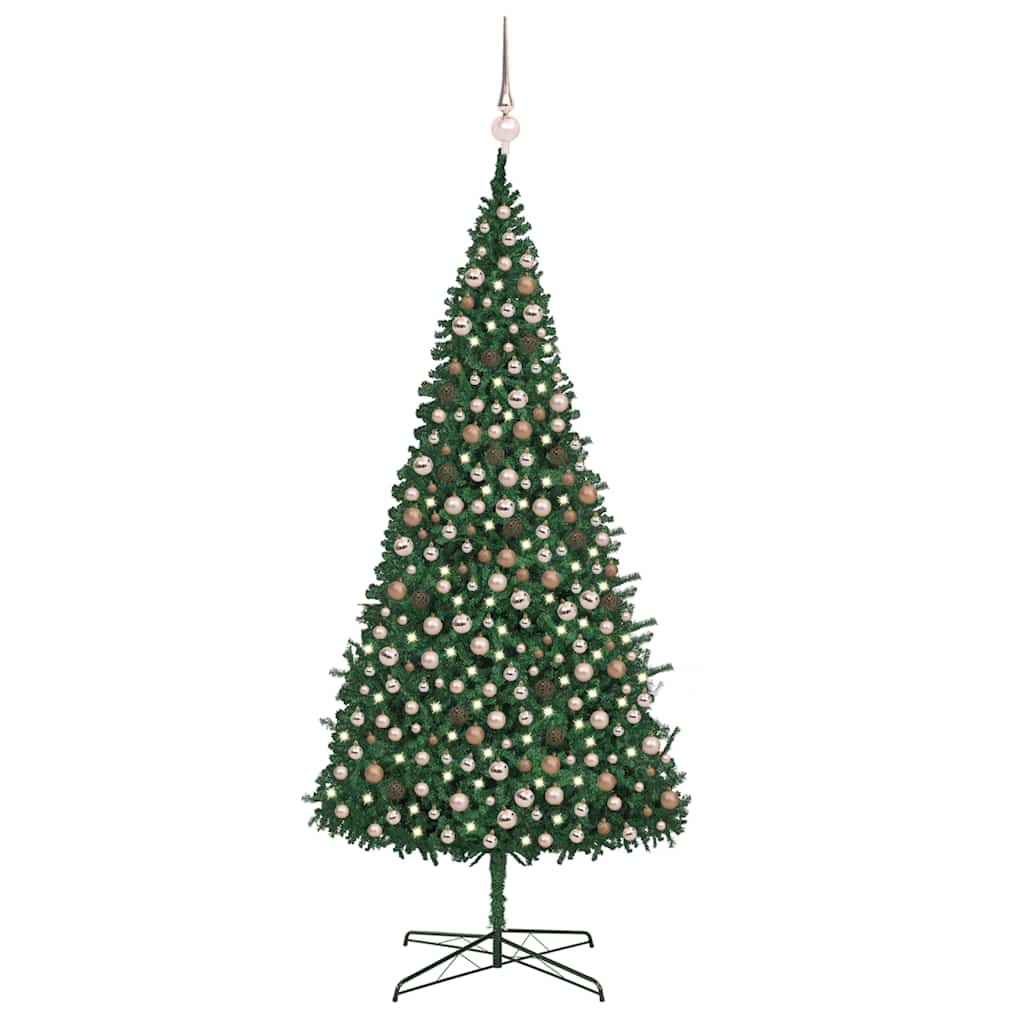 Artificial Pre-lit Christmas Tree with Ball Set LEDs 157.5" Green