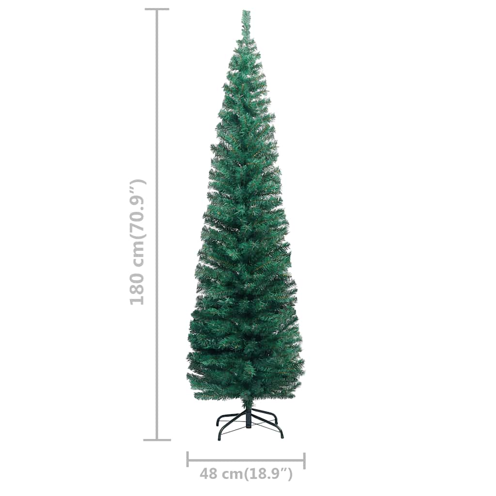 Slim Artificial Pre-lit Christmas Tree with Ball Set Green 70.9"