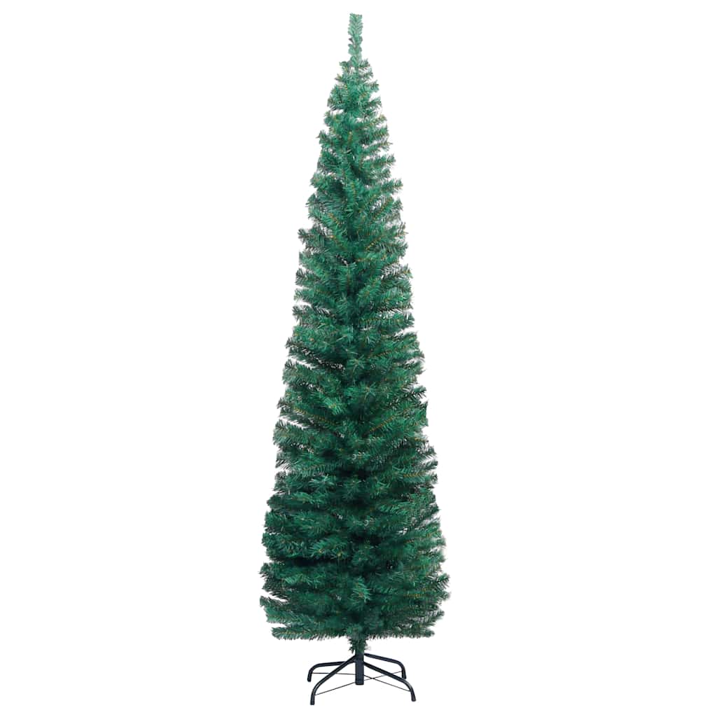 Slim Artificial Pre-lit Christmas Tree with Ball Set Green 70.9"