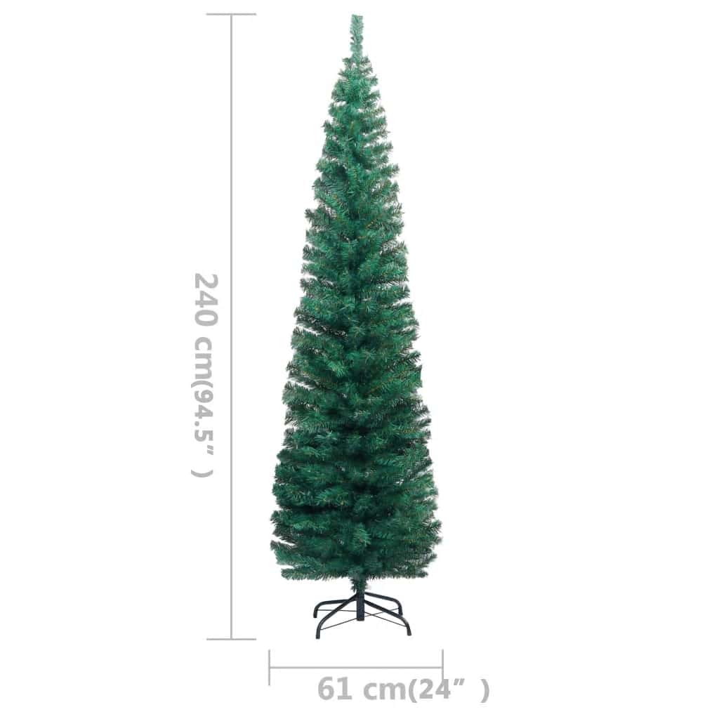 Slim Artificial Pre-lit Christmas Tree with Ball Set Green 94.5"