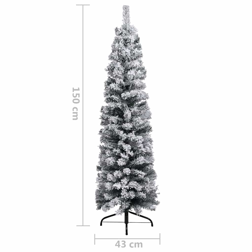 Slim Artificial Pre-lit Christmas Tree with Ball Set Green 59.1"