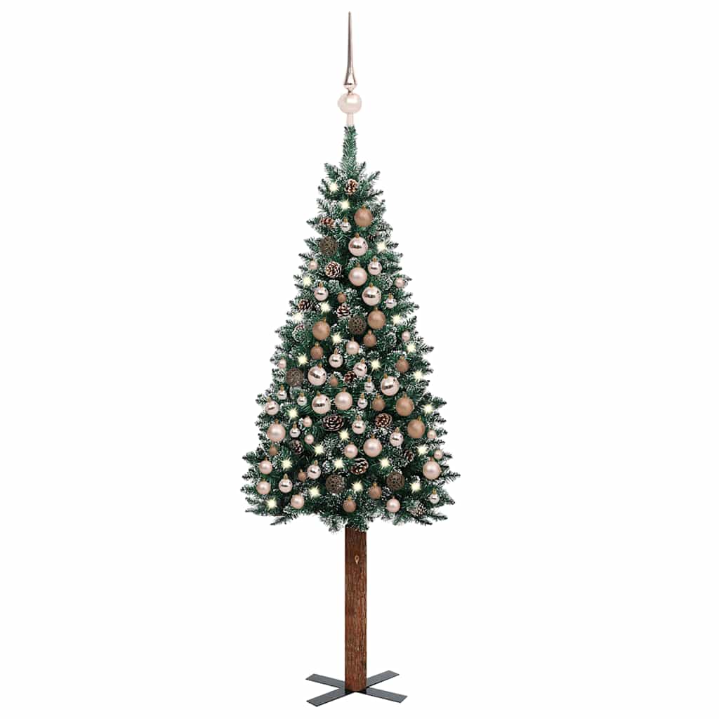 Slim Pre-lit Christmas Tree with Ball Set Green 82.7"