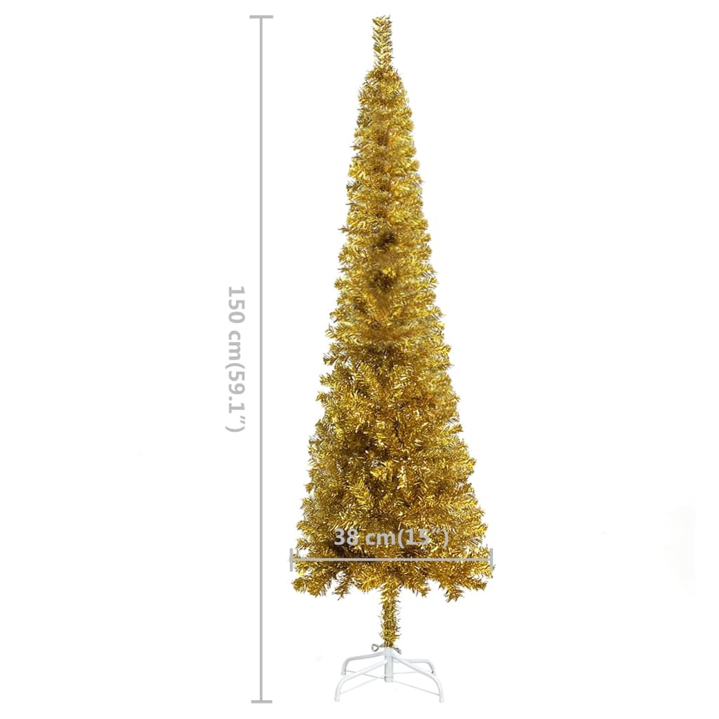 Slim Pre-lit Christmas Tree Gold 59.1"