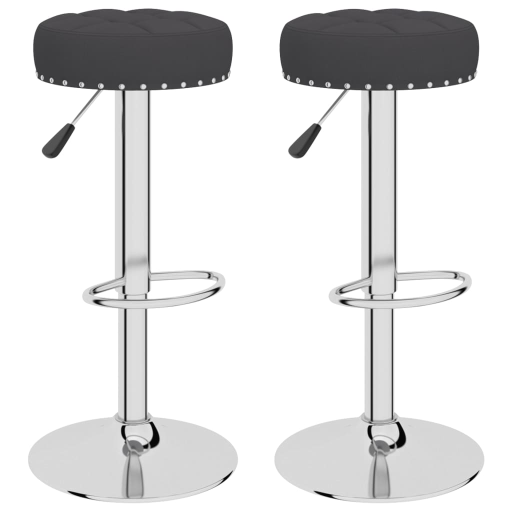 Bar Stool Set of 2 Black Polyester, Plywood, Chrome-Finished Steel