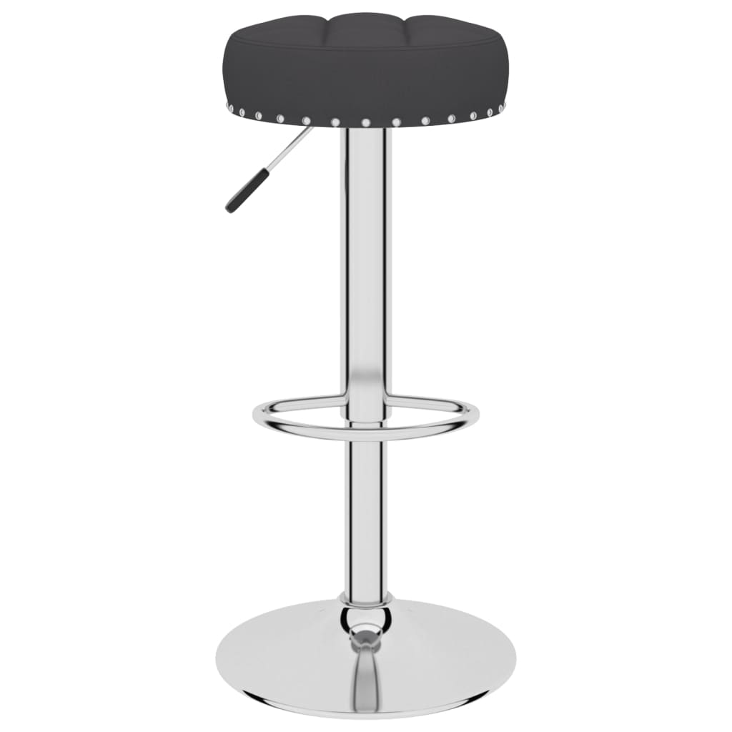 Bar Stool Set of 2 Black Polyester, Plywood, Chrome-Finished Steel