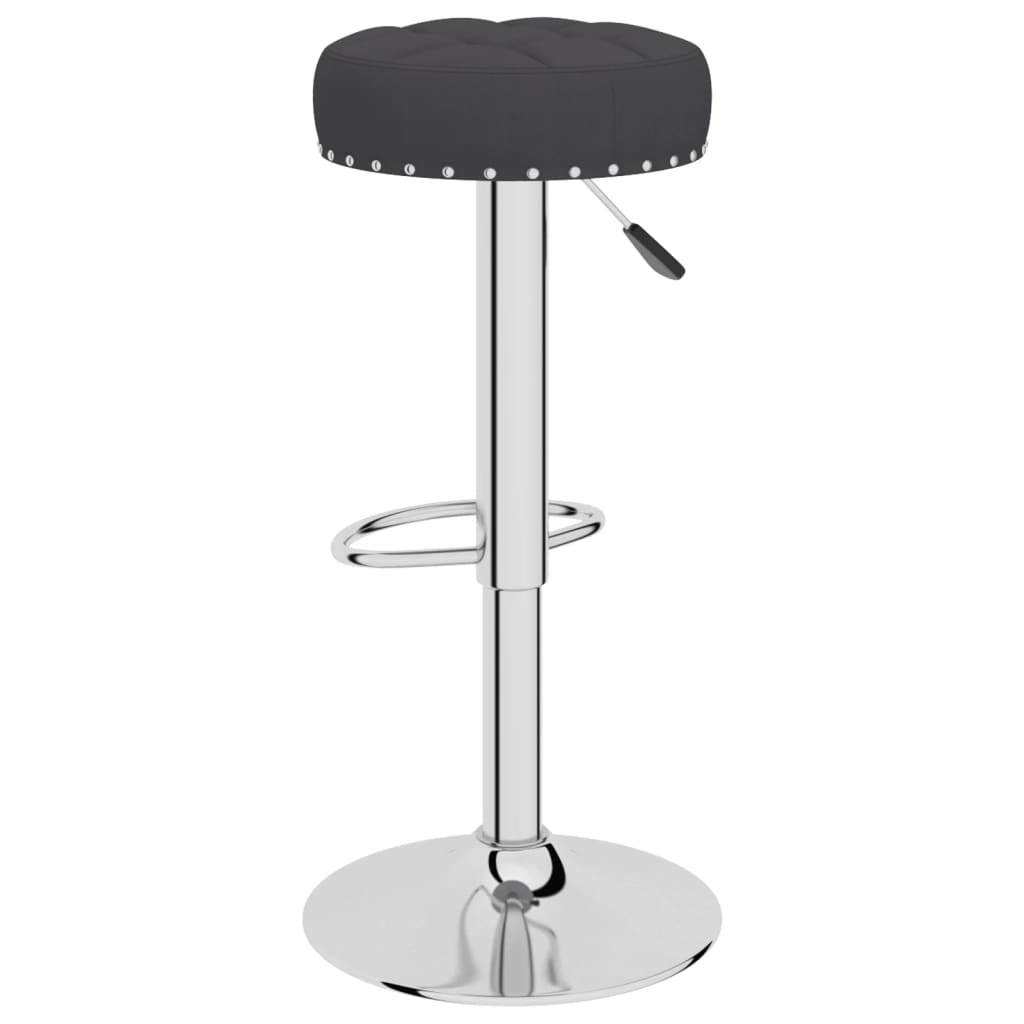 Bar Stool Set of 2 Black Polyester, Plywood, Chrome-Finished Steel