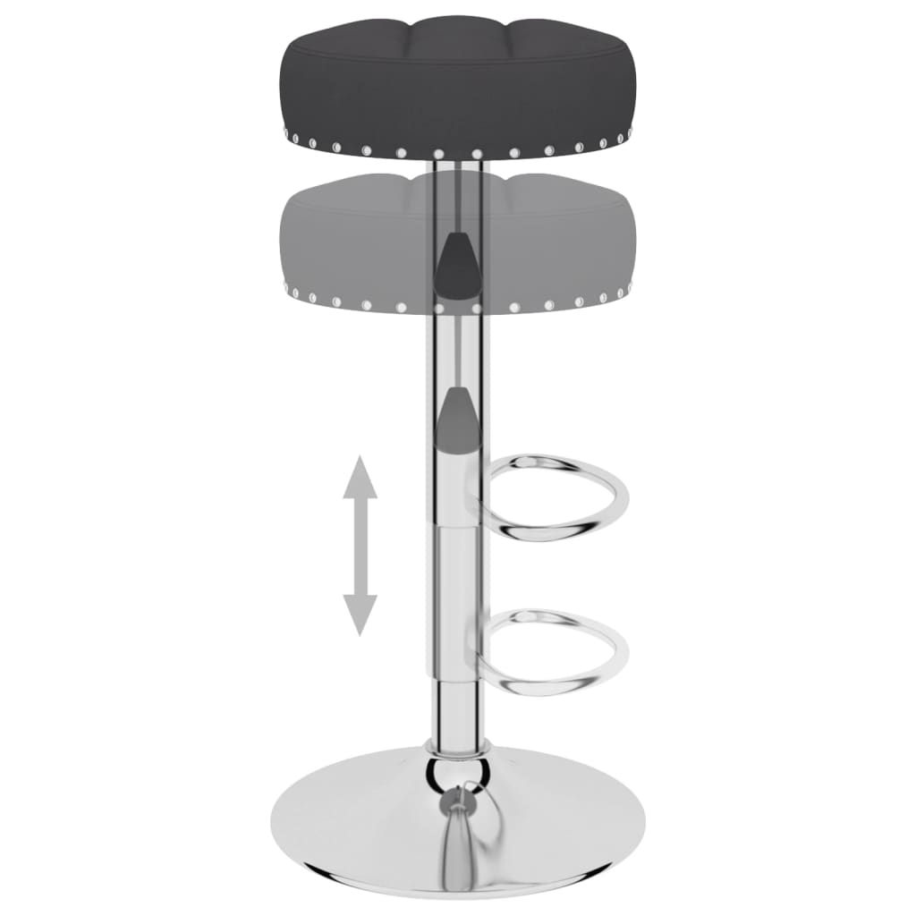 Bar Stool Set of 2 Black Polyester, Plywood, Chrome-Finished Steel