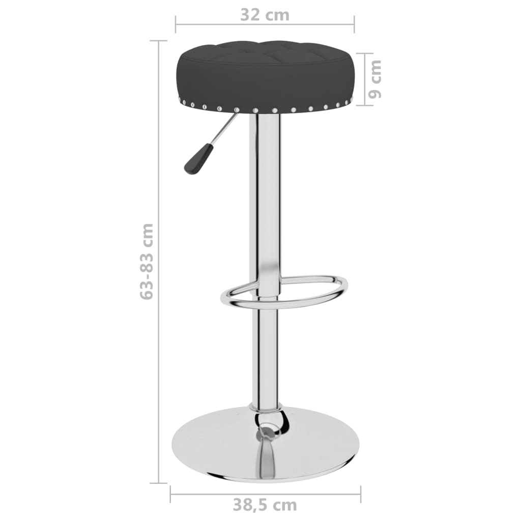 Bar Stool Set of 2 Black Polyester, Plywood, Chrome-Finished Steel