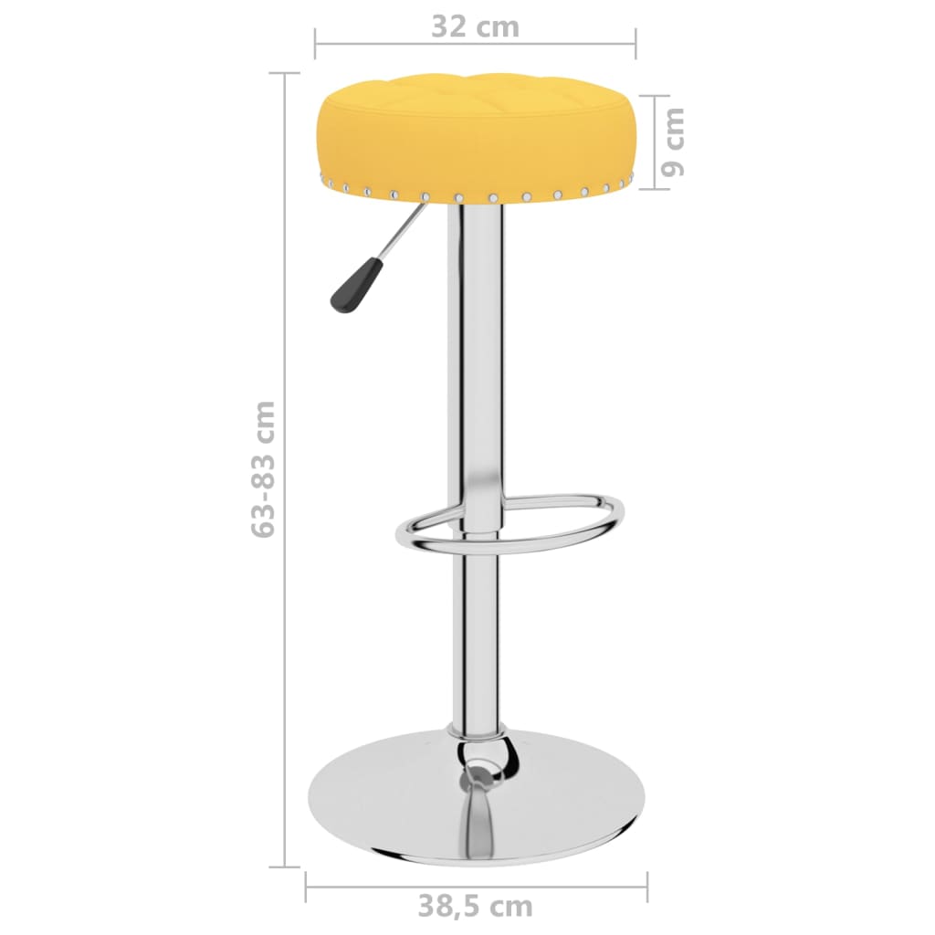 Bar Stool Set of 2 Mustard Yellow