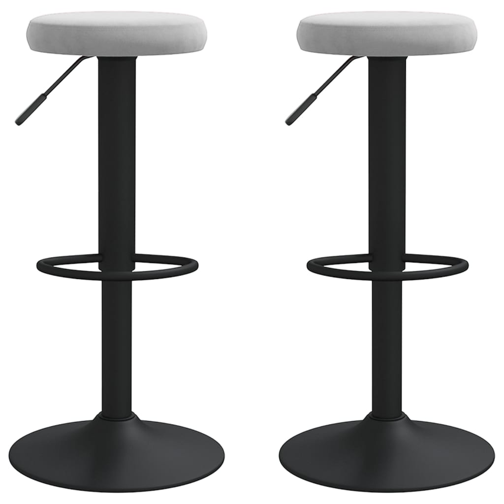 Bar Stool Set of 2 Light grey Velvet (100% polyester)