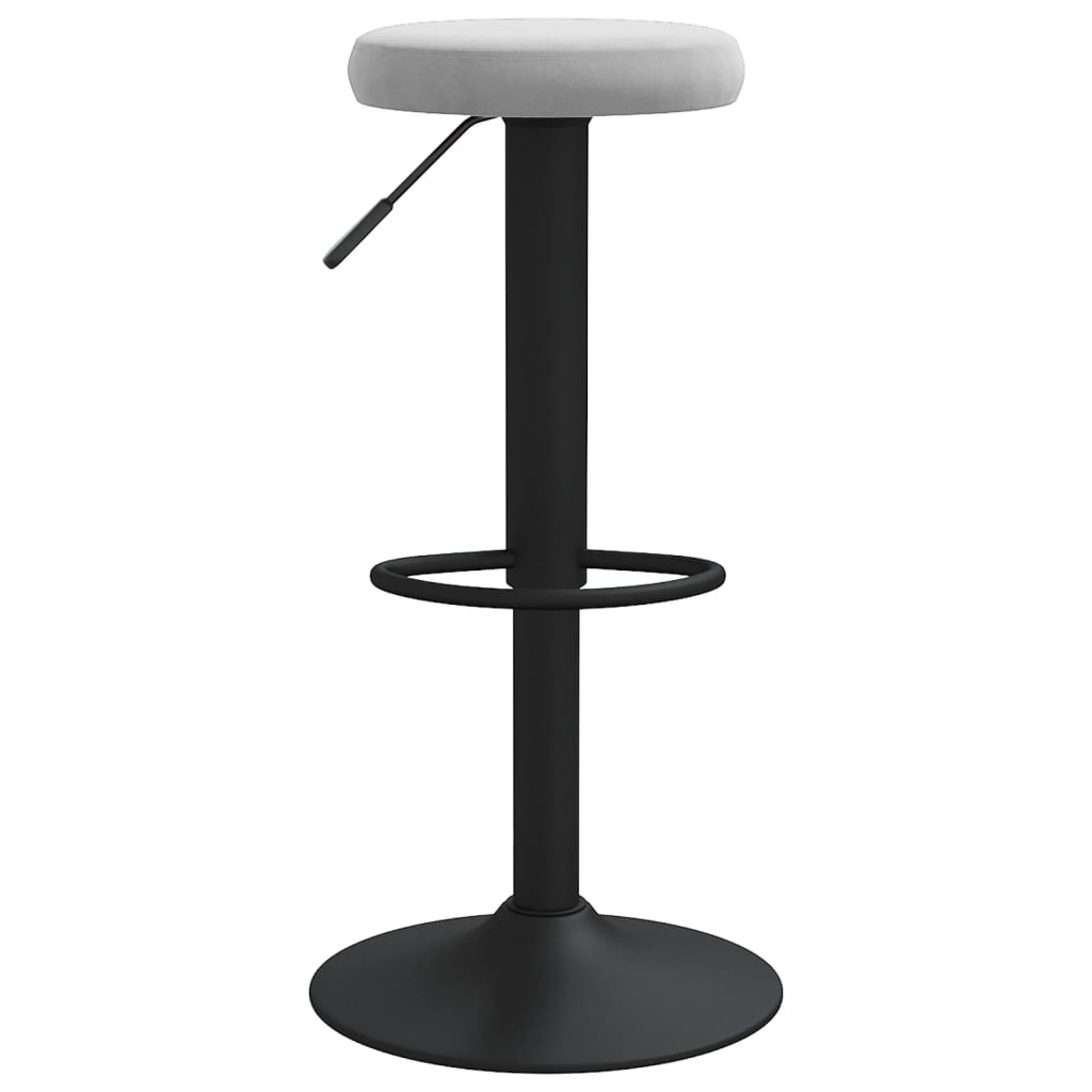 Bar Stool Set of 2 Light grey Velvet (100% polyester)