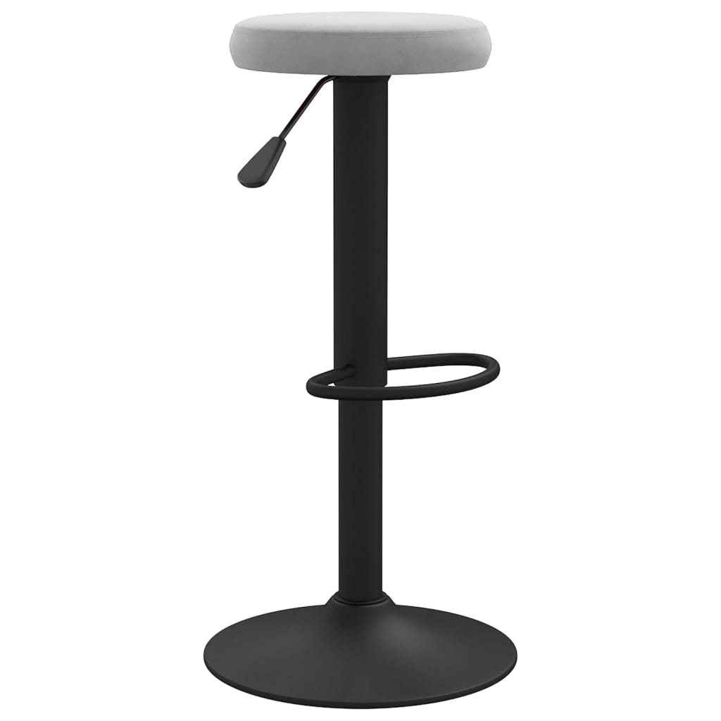 Bar Stool Set of 2 Light grey Velvet (100% polyester)