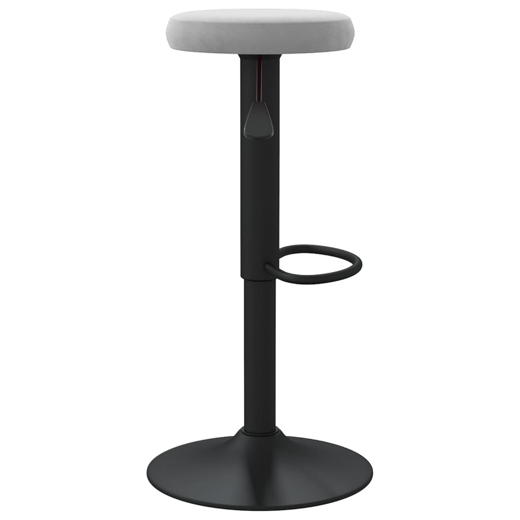 Bar Stool Set of 2 Light grey Velvet (100% polyester)