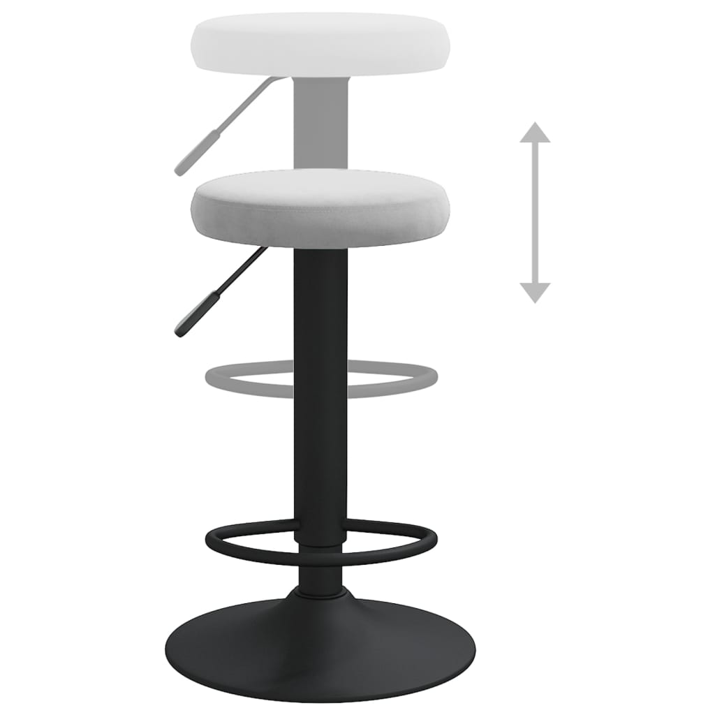 Bar Stool Set of 2 Light grey Velvet (100% polyester)