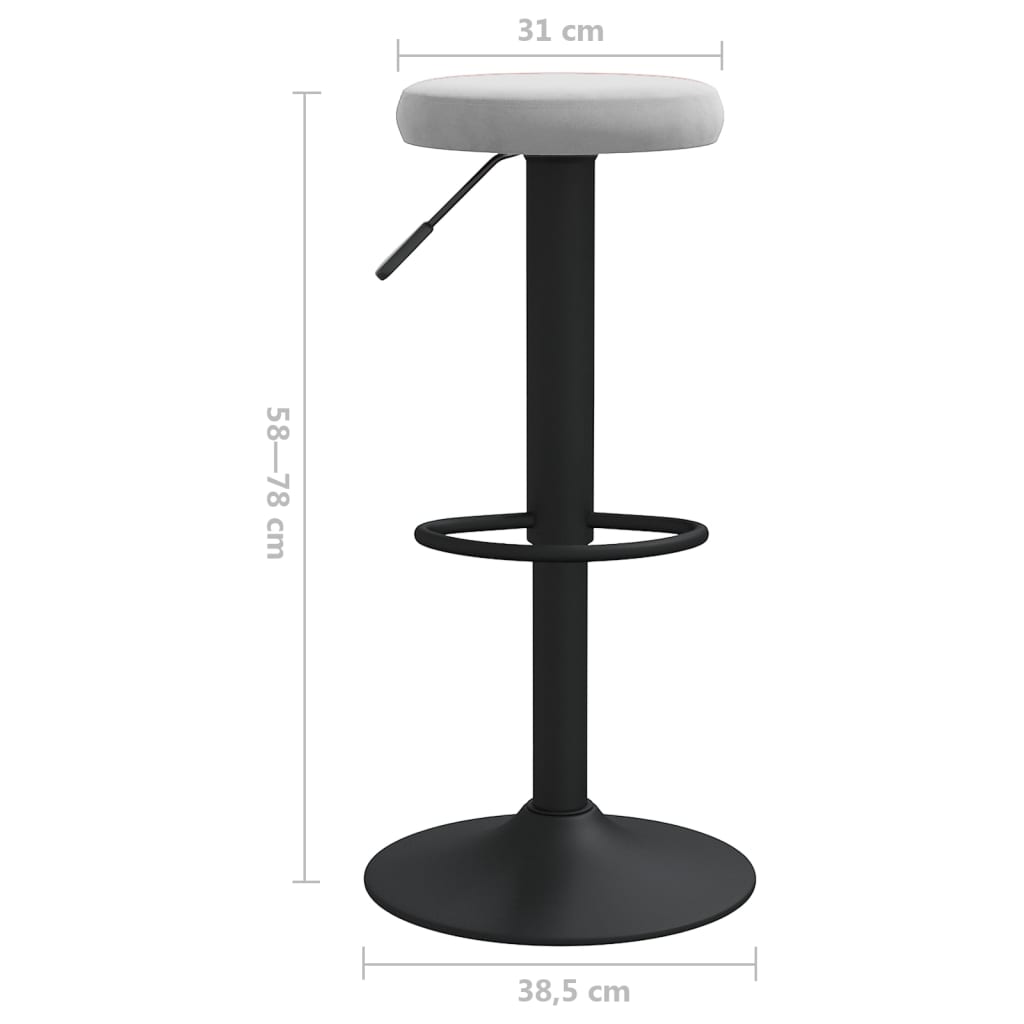 Bar Stool Set of 2 Light grey Velvet (100% polyester)
