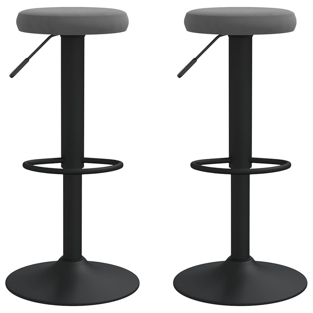 Bar Stool Set of 2 Dark Gray