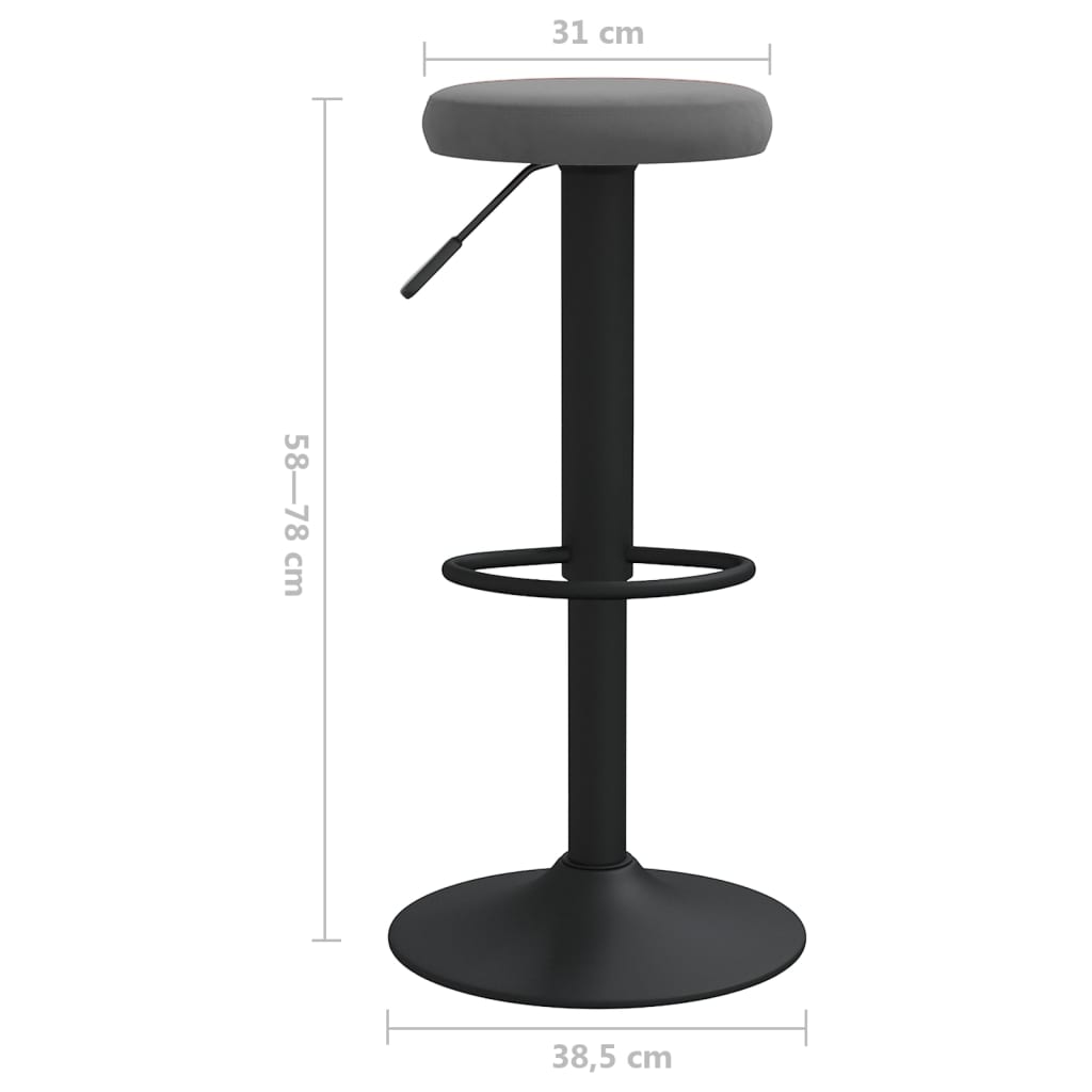 Bar Stool Set of 2 Dark Gray