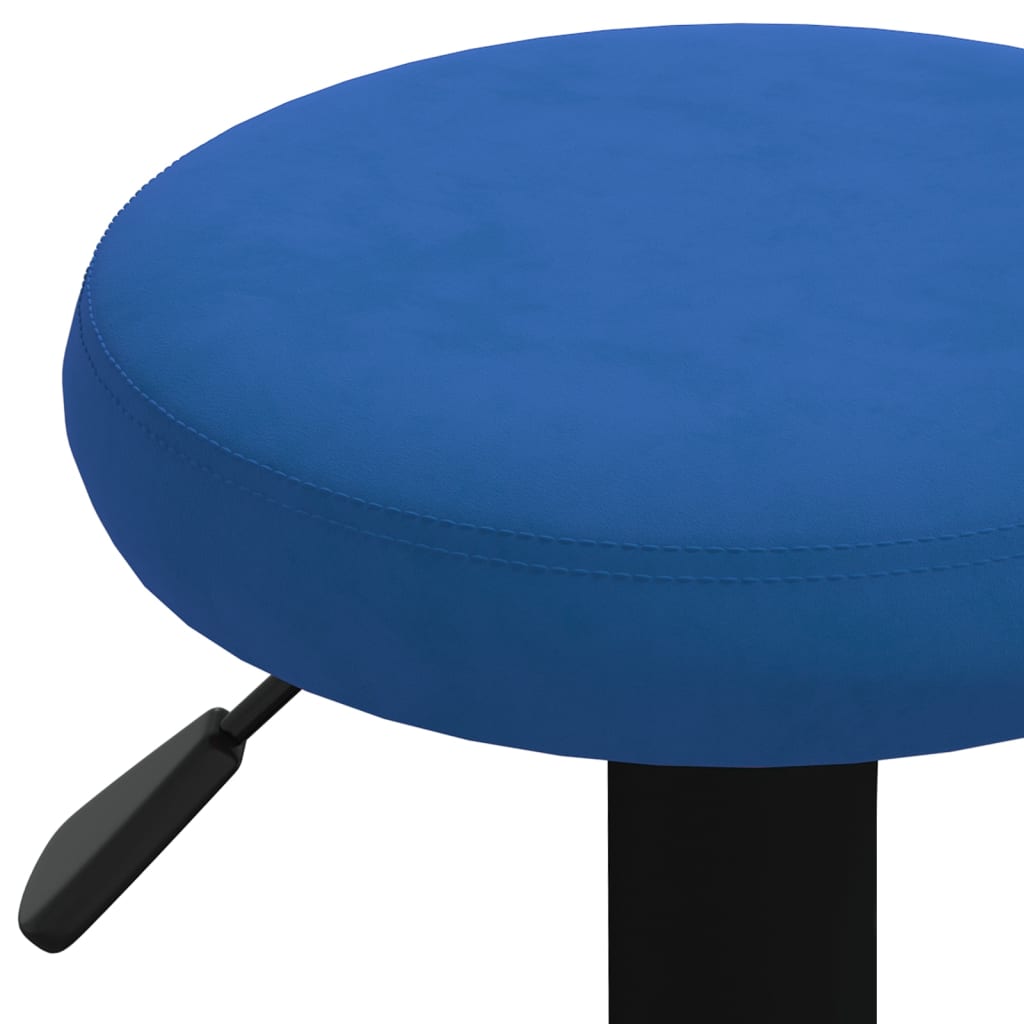 Bar Stool Set of 2 Blue Velvet Height-Adjustable Bar Stool