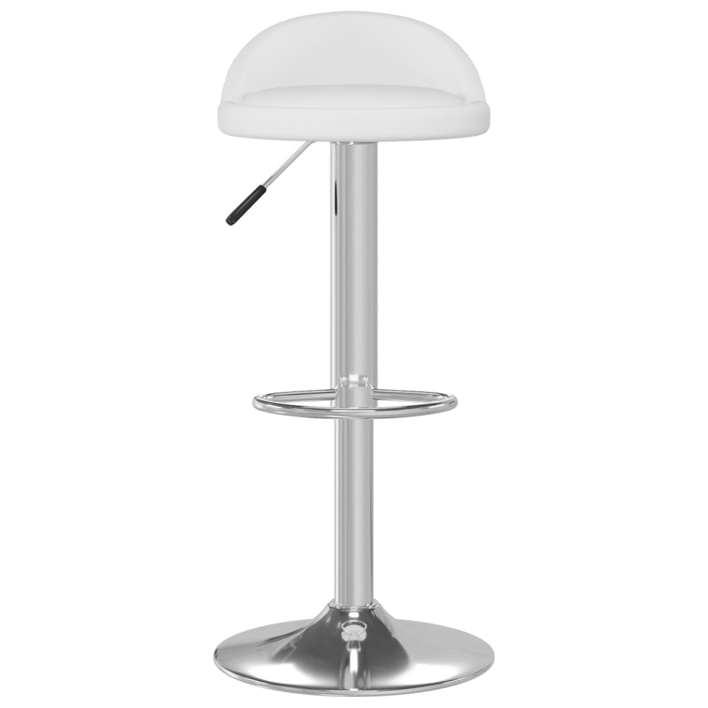 Bar Stool Set of 2 White Faux leather, chromed steel Adjustable