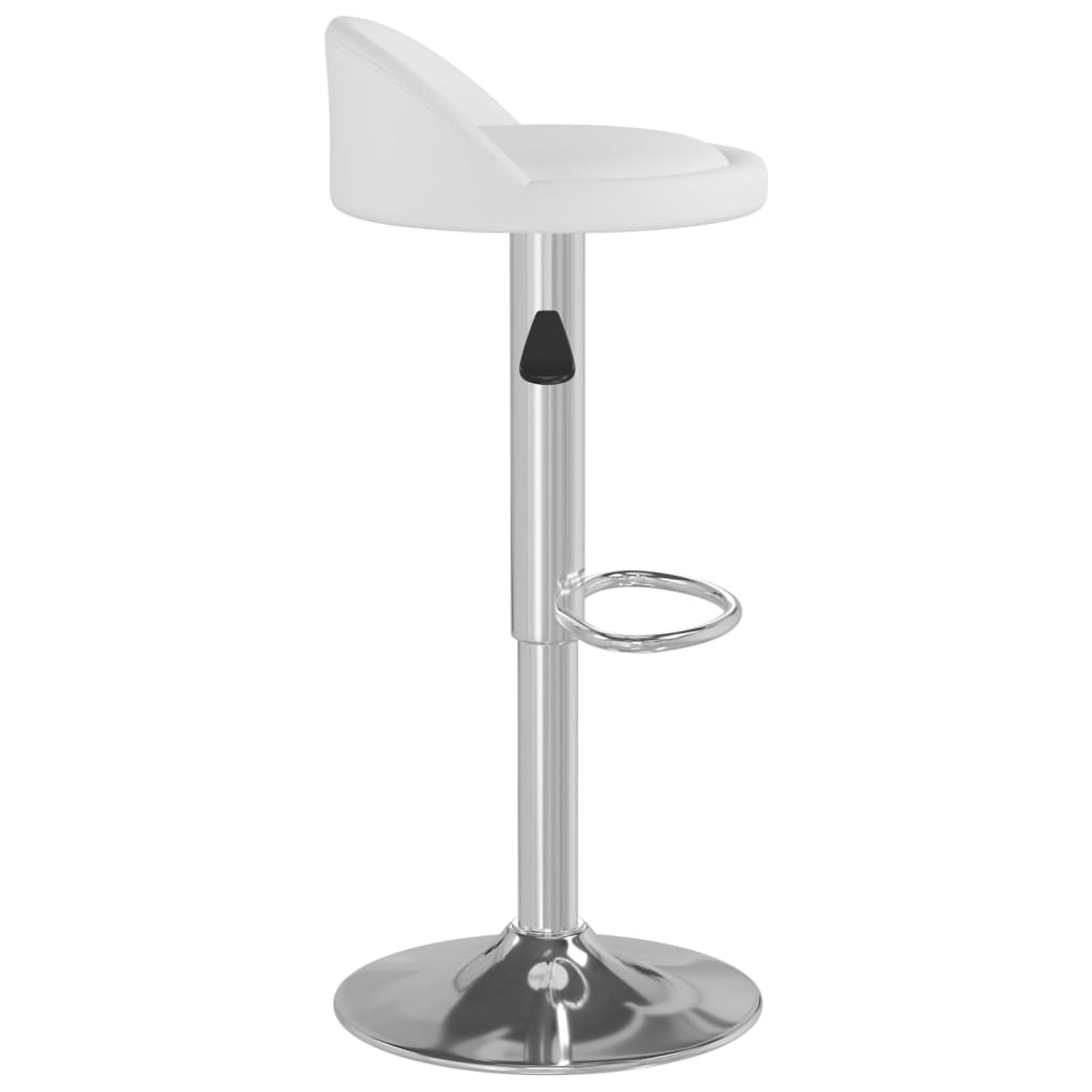Bar Stool Set of 2 White Faux leather, chromed steel Adjustable
