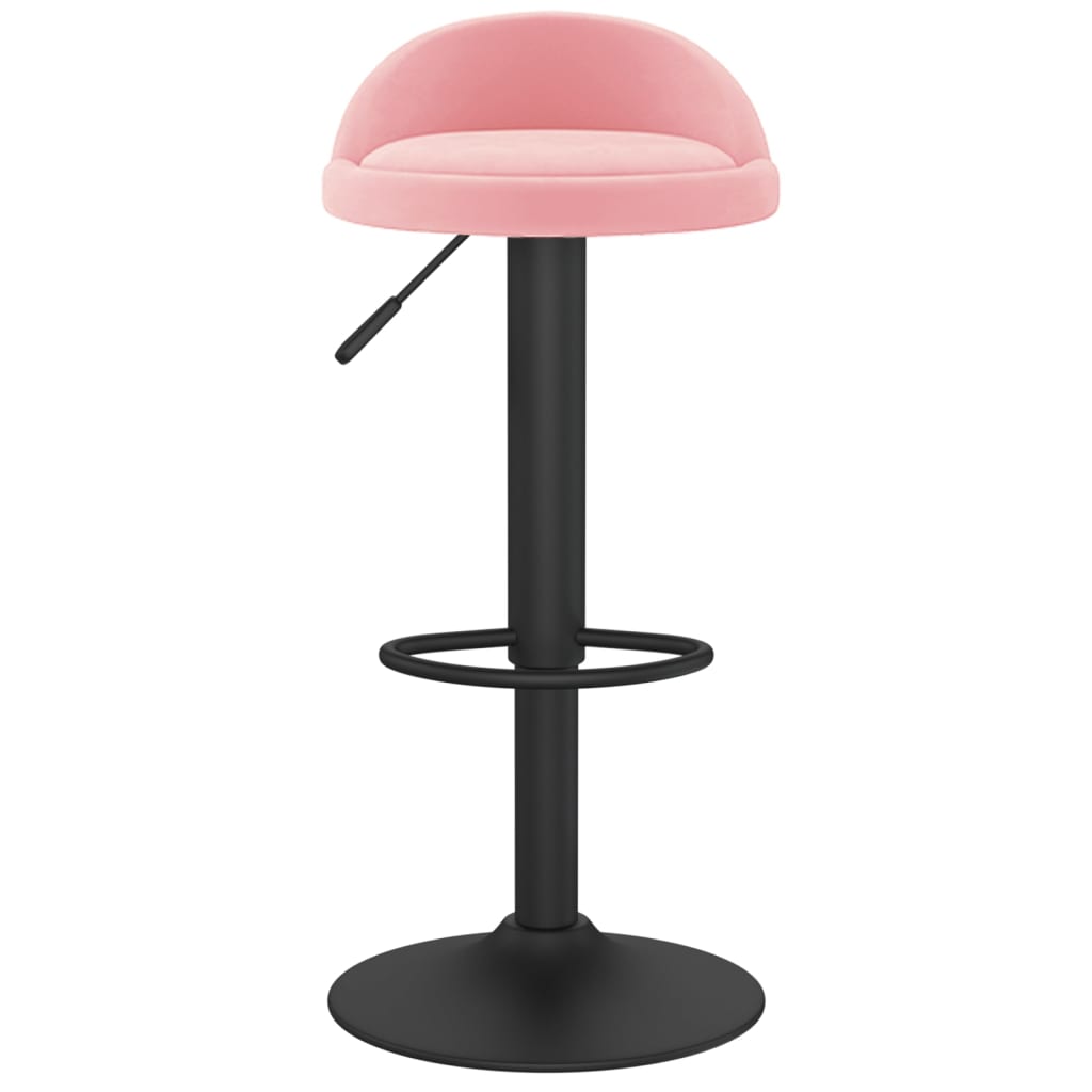 Bar Stool Set of 2 Pink Velvet Adjustable Swivel Bar Stool
