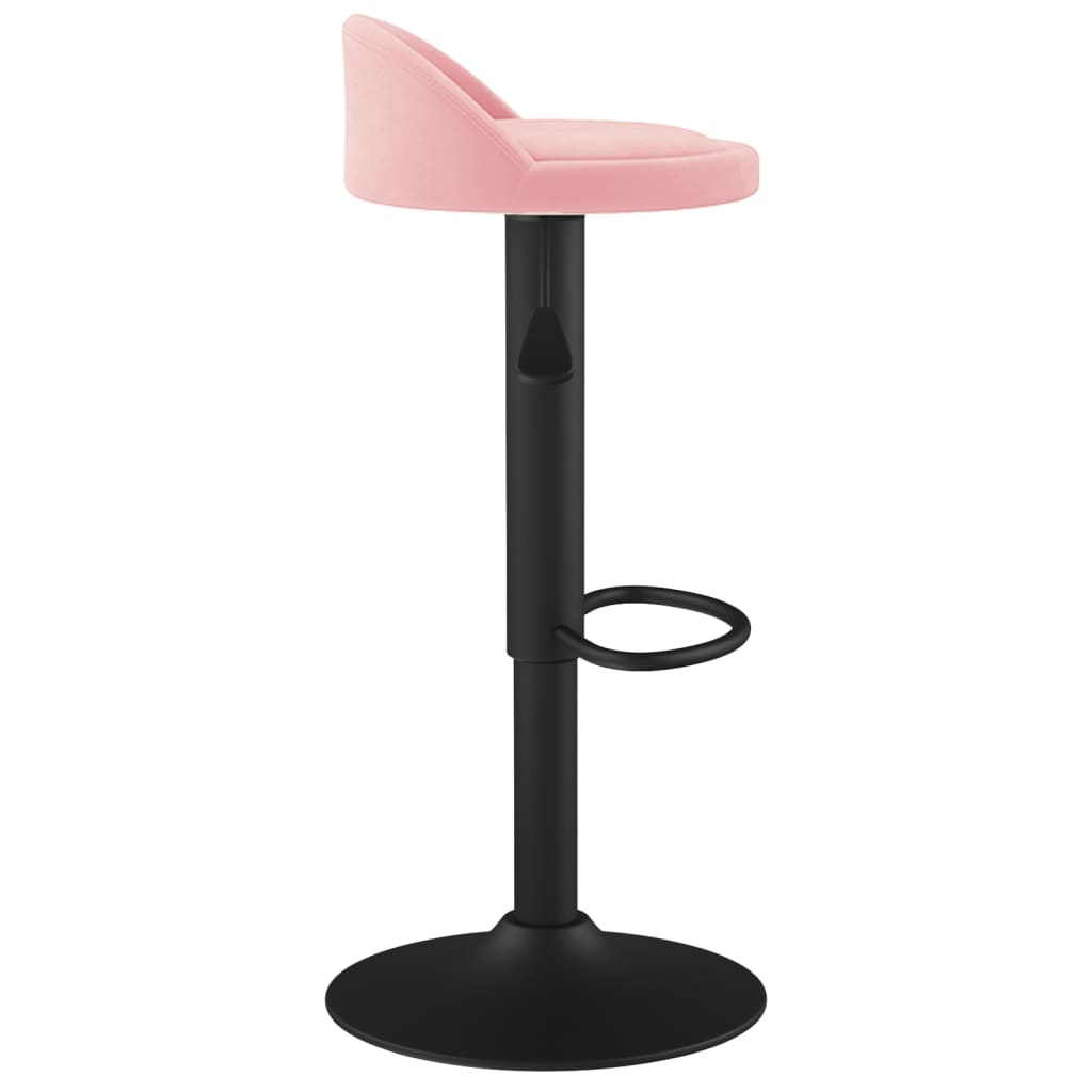 Bar Stool Set of 2 Pink Velvet Adjustable Swivel Bar Stool