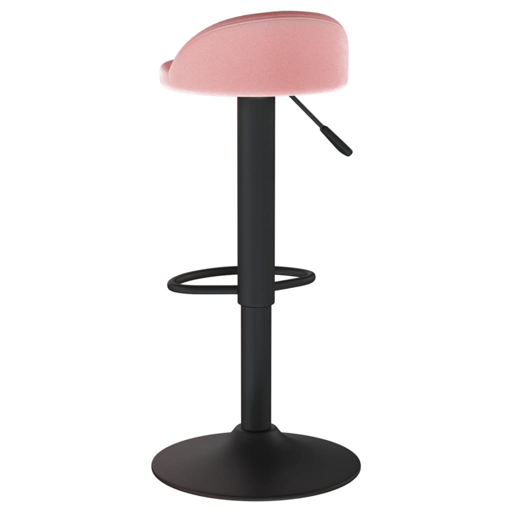 Bar Stool Set of 2 Pink Velvet Adjustable Swivel Bar Stool
