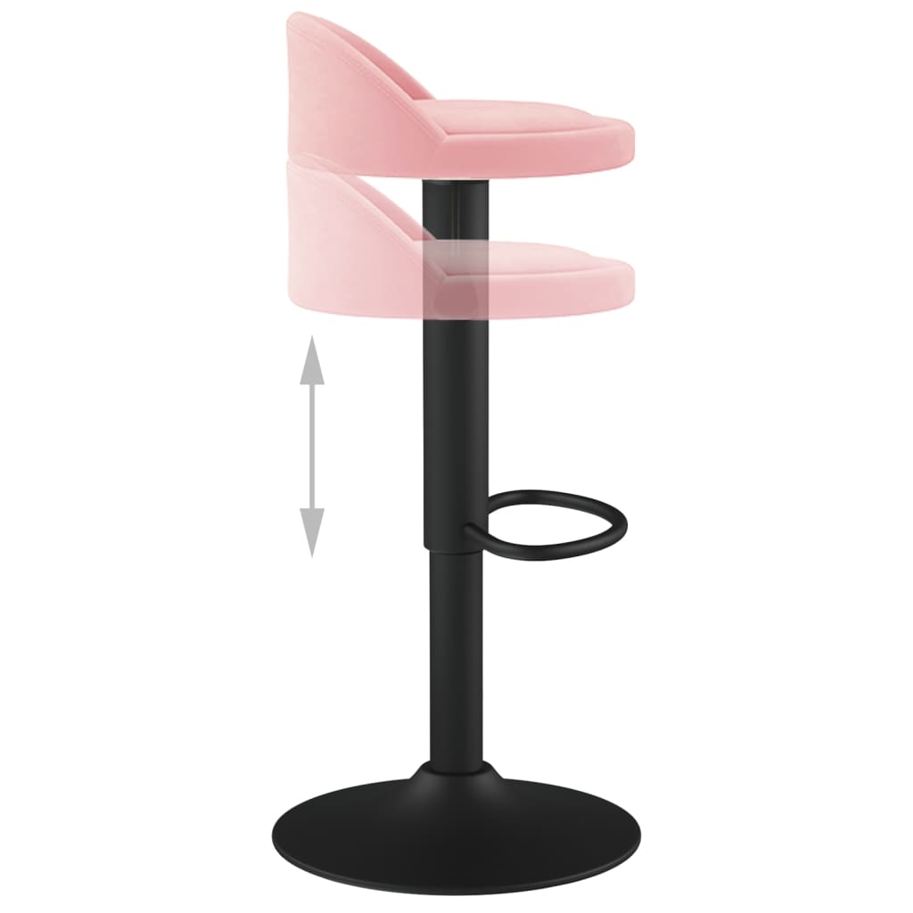 Bar Stool Set of 2 Pink Velvet Adjustable Swivel Bar Stool