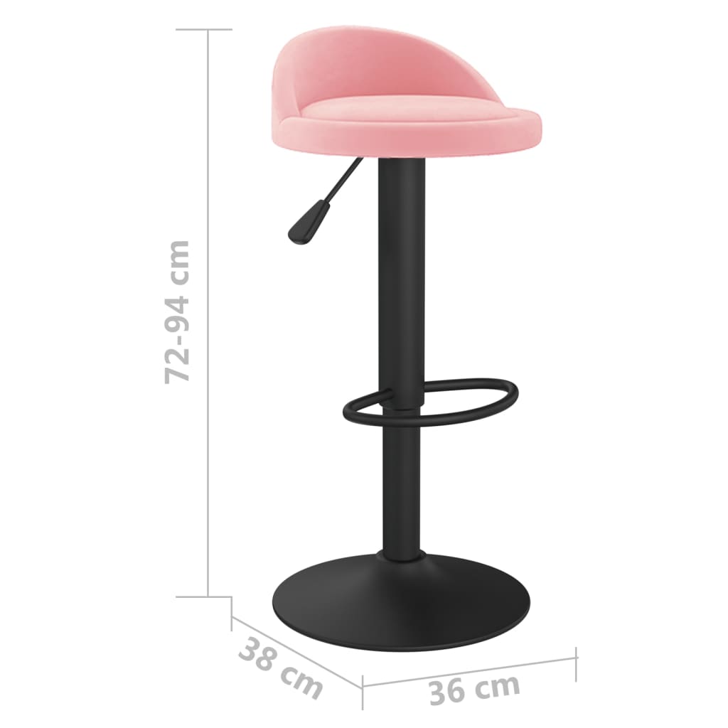 Bar Stool Set of 2 Pink Velvet Adjustable Swivel Bar Stool