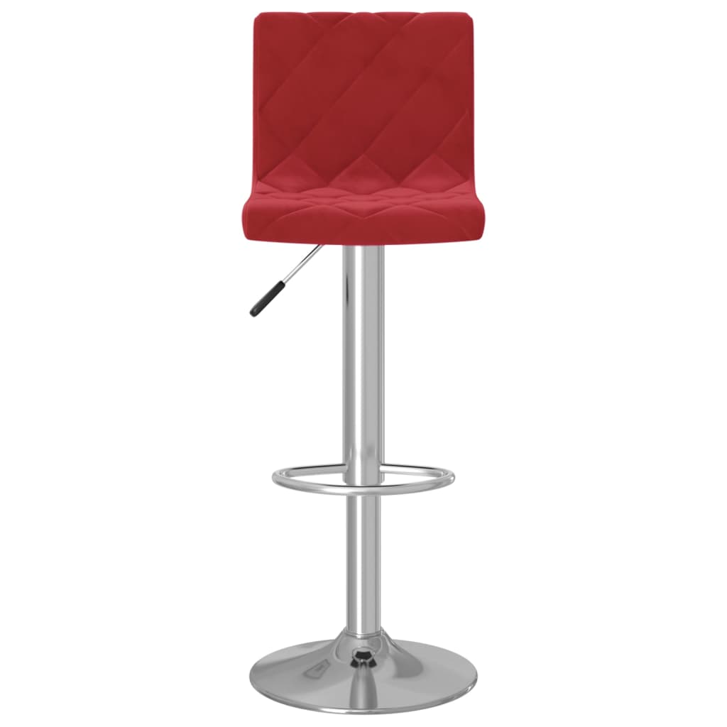 Bar Stool Set of 2 Wine Red Velvet (100% polyester), Chromed steel