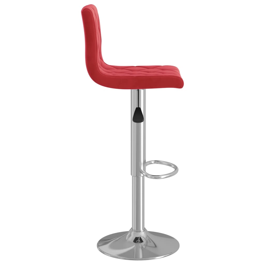 Bar Stool Set of 2 Wine Red Velvet (100% polyester), Chromed steel