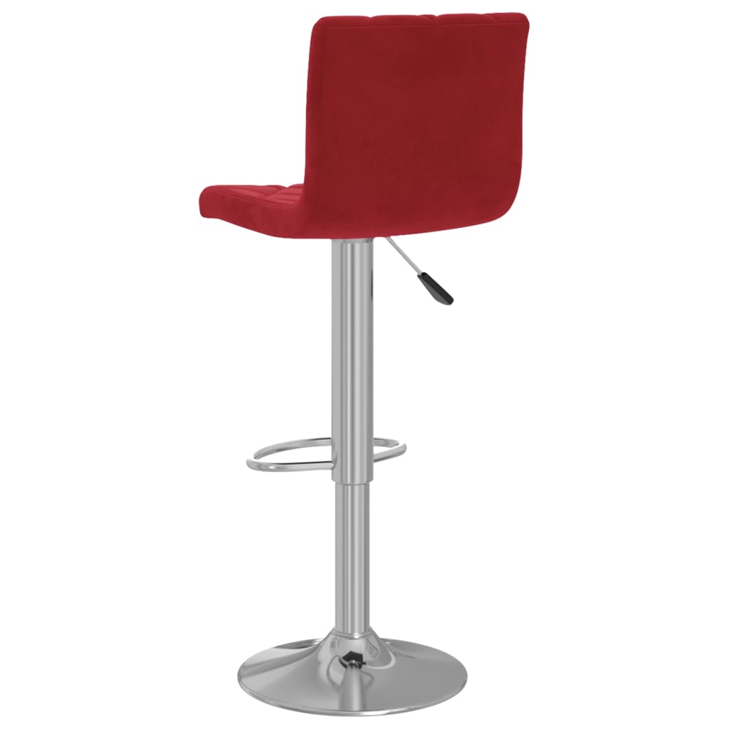 Bar Stool Set of 2 Wine Red Velvet (100% polyester), Chromed steel